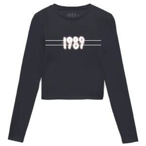 NEW Taylor Swift 1989 Long Sleeve Cropped Tee Eras Tour T-Shirt sz Medium
